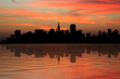 San Francisco skyline reflected at sunset illustration