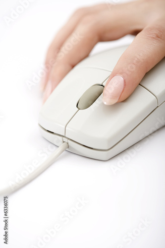Photo: woman holding a white mouse woman holding a white mouse