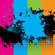 Halftone ink splat grunge background for text.