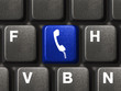 Computer keyboard with phone button, communication concept