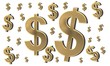 goldene, fliegende dollar zeichen
