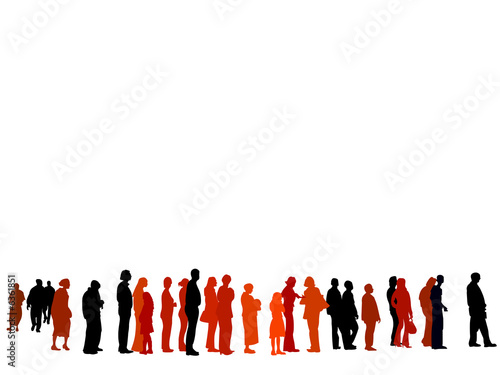 people silhouettes standing. people waiting in line