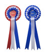Two rosettes with the words champion and reserve champion