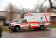 A moving ambulance on it''s way to a crash site.