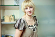 Woman works in architect office, very cute portrait