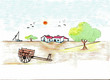 Illustration of countryside in the Alentejo, South of Portugal.