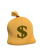The big 3d bag, filled with dollars. Object over white The big 3d bag, filled with dollars. Object over white