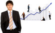 business man in front of a group of business people business man in front of a group of business people