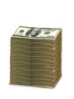 Stack of american dollars isolated on white