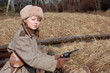 Girl-soldier WWII. Soviet. Reenacting