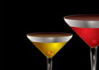 Illustration of two different cocktail on a black background