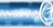 Ear with sound wave and graphic in background