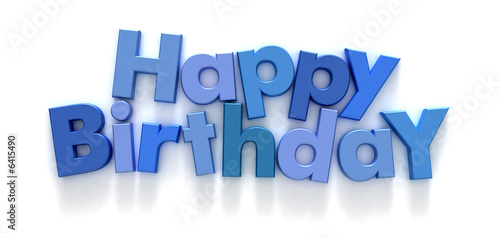 Happy Birthday formed with blue letter magnets
