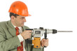 Homme d'affaires et marteau piqueur
