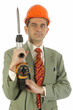 Homme d'affaires et marteau piqueur