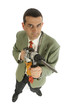 Homme d'affaires et marteau piqueur