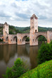 Medieval Valentre bridge in Carhors in southwest France Medieval Valentre bridge in Carhors in southwest France