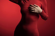 elegante figure of dancing girl in red jacket.