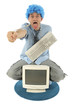 Homme se bat avec son clavier