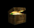 The open 3d chest, filled with treasures