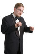 Young  conductor in black tuxedo