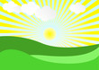 radiant sunshine over green landscape radiant sunshine over green landscape