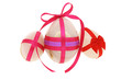 Decorated egg shaped gemstones for Easter on white background