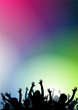 Happy people having fun in a colored background