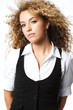 A funky teenage girl on white background