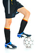 soccer player with ball isolated on white background