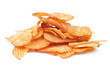 heap of potato crisps isolated on white background
