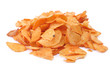 heap of potato crisps isolated on white background
