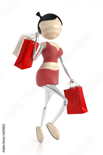 Illustration: woman carries purchases from a store woman carries purchases from a store