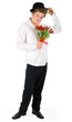 Shy boy with tulips