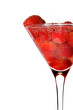 Strawberry in martini glass with champagne