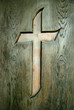 Cross on wood door