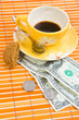 Three dollars and 50 cent pay for coffee and cookies