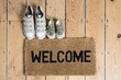 Training shoes and a welcome mat
