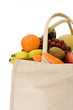 Shopping bag containing fresh fruit and vegatables
