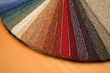 Samples of carpet coverings in shop