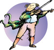 Classic dressed violinist playing his music