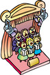 classic choir singing into an theater stage