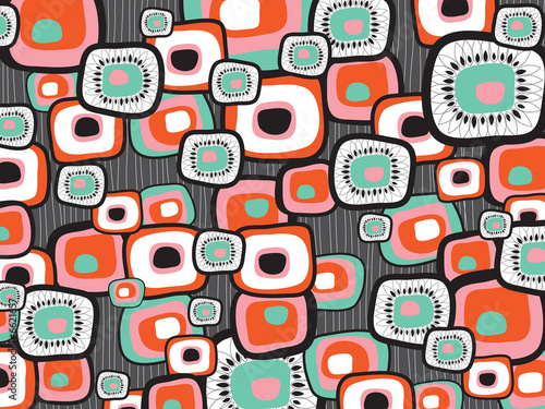 Illustration: retro lava flower squares retro lava flower squares