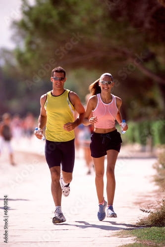 Couple jogging outdoors