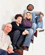 Multiracial people on stairs