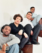 Multiracial people on stairs
