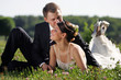White wedding bride and groom