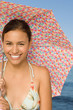 Image : Woman in bikini holding umbrella