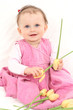 baby girl with flowers