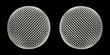 two large identical microphones on black